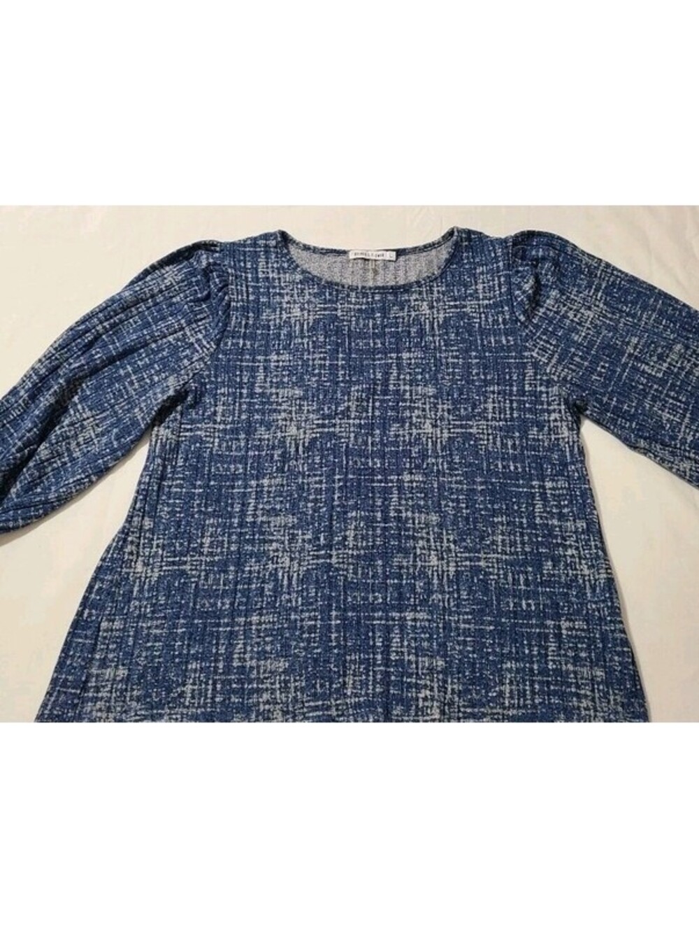 Anthropologie Figueroa & Flower Blue Textured Boho Lux Knit Workwear Top Size L